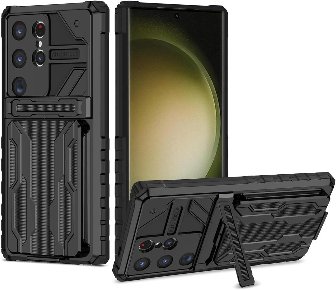 Case for Galaxy S24 Ultra 5G/Samsung S24 Ultra SM-S928U Case with Wallet Cover Detachable Card Holder, Built-in Kickstand Shockproof Protective Phone Cover for Samsung Galaxy S24 Ultra Black