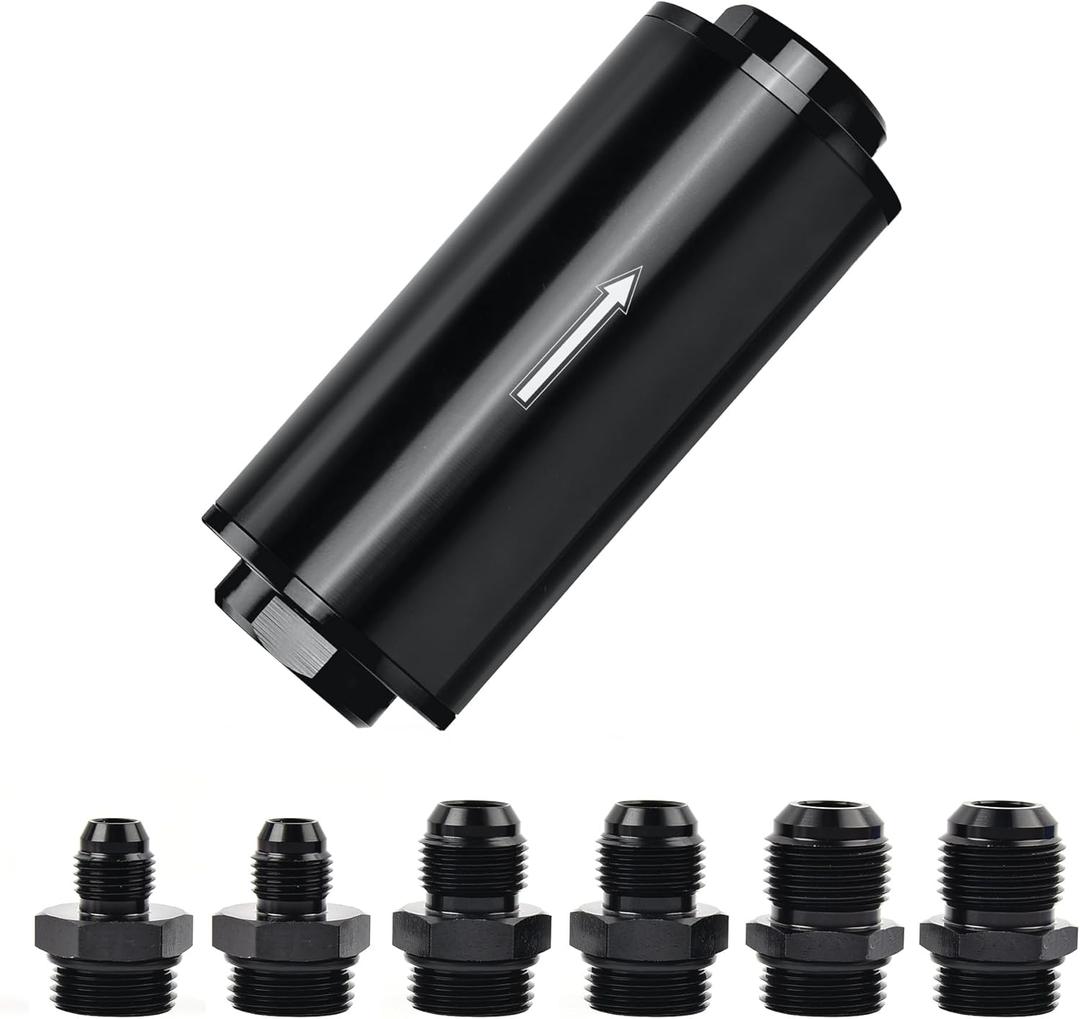 EVIL ENERGY 40 Micron Fuel Filter Inline with 6AN 8AN 10AN Adapter Universal 60MM