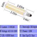 New Upgrade -E11 led Bulb,125 LEDs 100W 120W Halogen Bulbs Equivalent, 10w 1100lm, E11 Mini Candelabra Base Warm White 3000k,AC 110V/130V,JD T3 T4 Bulb (2 Packs)