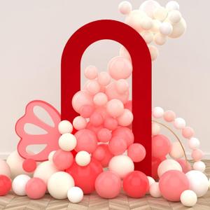 LEBENGURU Upgraded 7.2FT Open Arch Backdrop Cover, Red Spandex Fitted Round Top Wedding Arches, Double-Sided U-Shaped Arch Chiara Stand Covers for Birthday Party Baby Shower Banquet Balloon Dcor