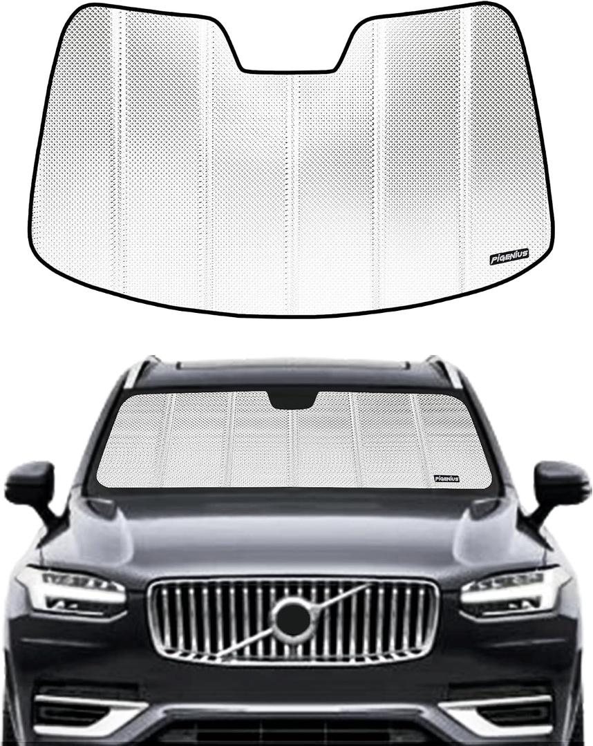 Pigenius Windshield Sun Shade for Volvo XC90 2016-2026. Reflective Aluminum Film Front Window Sunshade - BLAZBLOCK