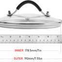 7 Inch Tempered Glass Lid, Steam Vented Cookware Cover, Dishwasher & Oven Safe up to 400F, Universal Replacement for Pans & Skillets, 304 Stainless Steel Rim with Arc Handle