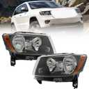 munirater 1 Pair Black Halogen Driver and Passenger Side Headlights Replacement for G-rand Chero-kee 2011-2013 / Replacement for Com-pass 2011-2017
