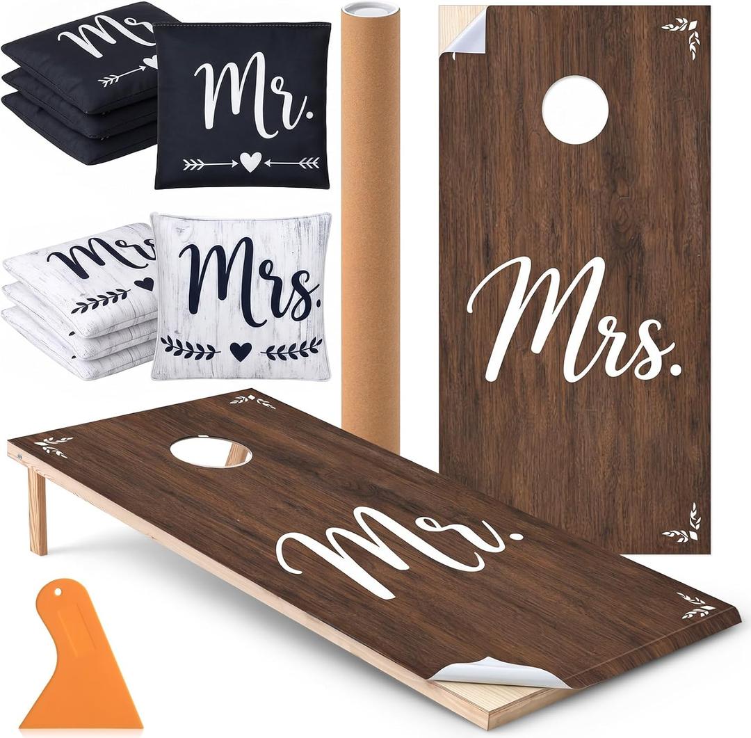 11 Pcs Wedding Cornhole Game Set, Mr & Mrs Cornhole Bags