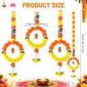 5 Pcs 5 ft Diwali Marigold Garland for Pooja Decor, Orange Yellow, 60 inch