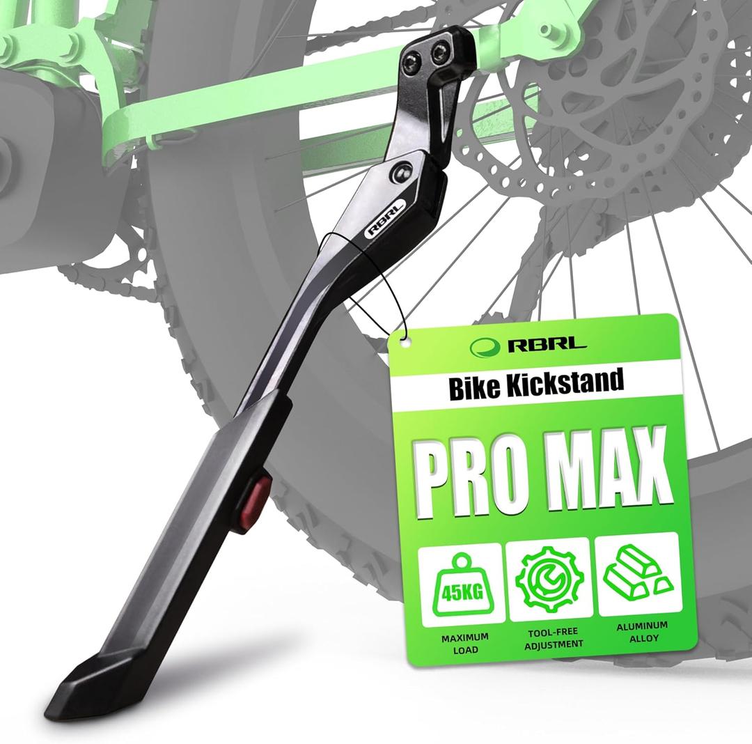 RBRL Bike Kickstand, 18 mm Hole Spacing Bike Stand, Aluminum Alloy Heavy Duty Load 100lbs, Non-Slip Bicycle Stand, Height Adjustable for 24-29 inch Mountain Bike, E-Bike