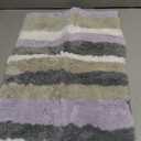Buganda Microfiber Striped Bathroom Rugs Bath Mat, Extra Thick, Soft and Shaggy, Absorbent, Machine Washable, Bath Rugs for Bathroom, Tub and Shower, 24x16 Inches, Purple-Grey