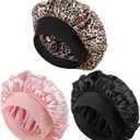 3Pcs Hair Bonnet, Satin Bonnet for Sleeping Pack with Elastic Band for Curly Hair, Night Protection