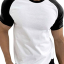 Pimatee Men's Contrast Sleeve Crewneck T-Shirt, Fashion Fitnees Leisure Sports Shirt Tees Tops 60% Cotton 40% Polyester, Pack Of 12, Size XL