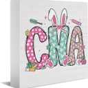 CNA Easter Decorations for Office Desk Nurse Easter Gifts for Women Nursing Student CNA Nurses Funny Easters Bunny Decorations 5 x 5 inches