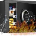 1.3 Cub Small Safes for Home, Anti-Theft Fire Security Safe Box with Digital Keypad, Spare Keys & Removable Shelf, Personal Document Safety Box Fireproof Waterproof for Money Valuables