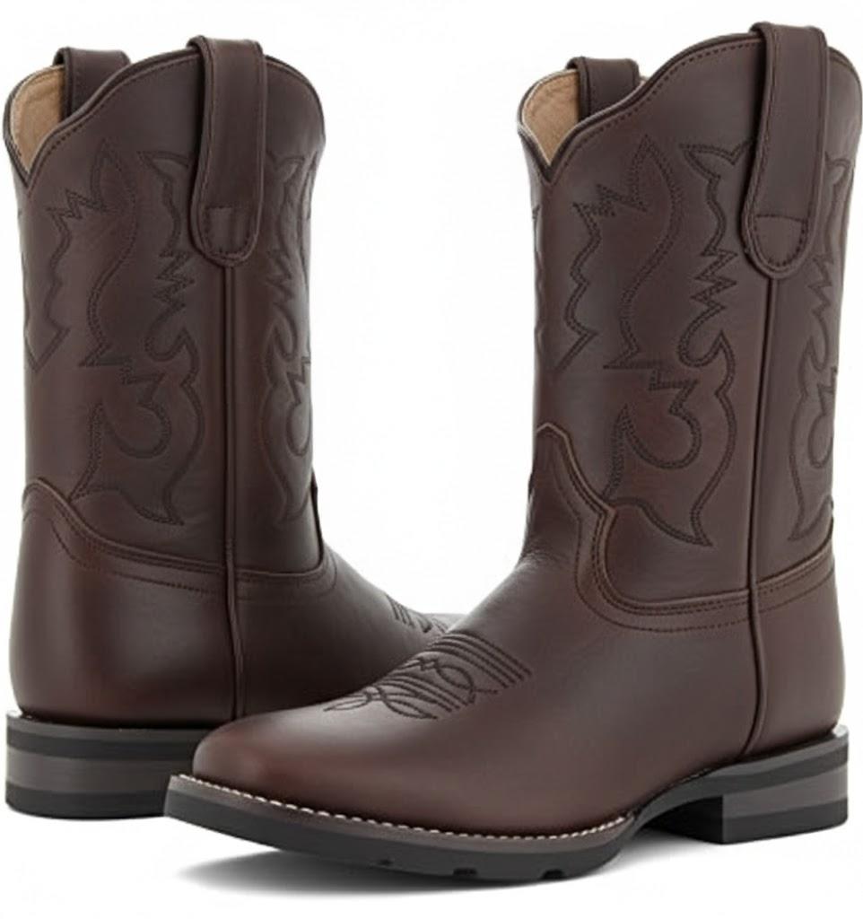 Soto Boots Kid's Round Toe Boots, Geniune Leather Kid's Cowboy Boots Size: 13 Brown