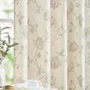 jinchan Linen Curtains Floral Curtain 50x 84 Inch Length for Living Room Bedroom Light Filtering Rod Pocket Back Tab Jacobean Curtains Flax Linen Texture Window Drapes Set 2 Panels Taupe on Linen