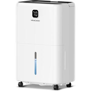 5500 Sq. Ft Dehumidifier for Basement with Drain Hose 80 Pints, VEAGASO Dehumidifiers for Home, Large Room, Bathroom, Bedroom, Three Modes, Intelligent Humidity Control, Dry Clothes, 24HR Timer (White)