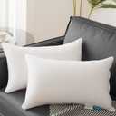 Oubonun 12 x 20 Lumbar Pillow (Set of 2) - 100% Cotton Cover - Rectangle Square Sofa Pillow Inserts - Decorative Pillow Pair - White Couch Pillow
