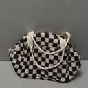 Bluboon Lunch Bag for Women Men Cute Corduroy Lunch Tote Bags Reusable Insulated Lunch Box Large Capacity Reusable Insulated Cooler for Work Picnic or Travel (Corduroy Black White checkered)