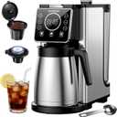 SHARDOR Programmable 5 Cup Drip Coffee Maker, Single Serve Hot & Iced Coffee Machine for K Cup & Grounds, 95oz Removable Reservoir, 624oz Brew Size, Strong Brew, Stainless Steel Thermal Carafe, Black
