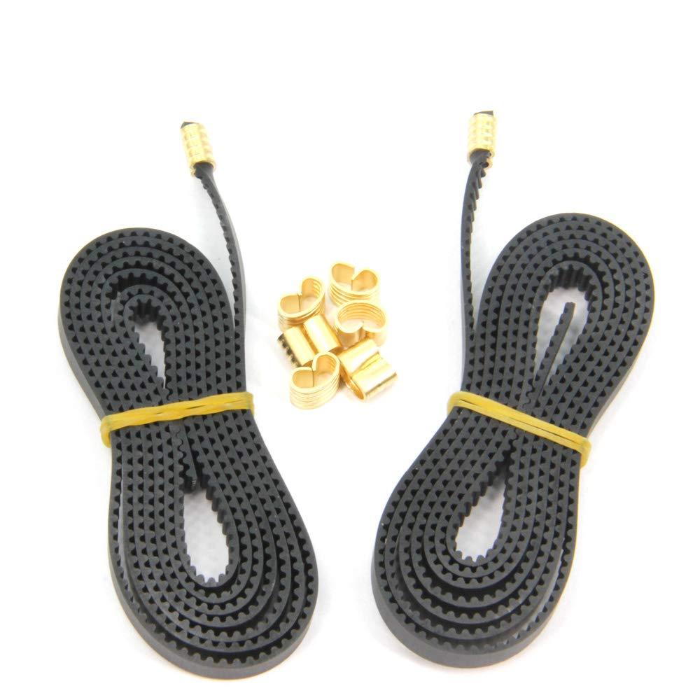 2pcs 2GT Open Timing Rubber Belt Length 1.2Meter Width 6mm with 8pcs Copper Buckle for Ender 3 3D Printer (Open Belt)