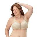 Playtex Women's 18 Hour Extra Back Support Front Close Wireless Bra Use52E with 2-Pack Option, Nude