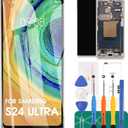 OLED LCD Screen for Samsung Galaxy S24 Ultra 5G LCD S928 Display for SM-S928U LCD Display Touch Screen Digitizer Assembly Repair Parts with Tools (With Frame,Grey,larger Display Area)