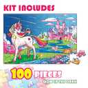 Glow in The Dark 100 Piece Unicorn Puzzle with Paint for Kids, Jigsaw Puzzle Toys for Girls&Boys, Unicorn Birthday Gift for Girls Toodler Age 5 6 7 8