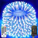 403 FT 1000 LED Christmas Lights Outdoor Decorations Super Long Fairy Lights Waterproof 8 Modes Timer Clear Wire String Lights for Outside House Tree Patio Yard Wedding Party Holiday-Blue&White