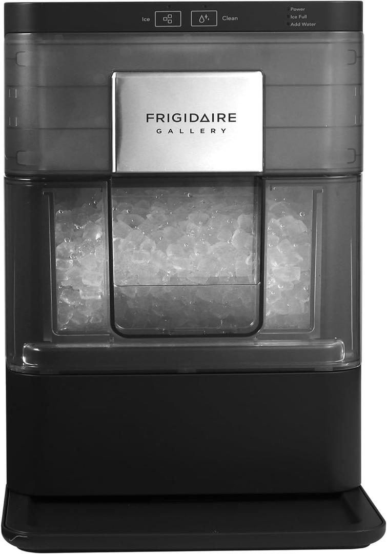 FRIGIDAIRE Gallery - Mquina de hielo crujiente masticable para encimera, 44 libras por da, autolimpieza automtica, 2.0 generacin, color negro