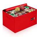 Christmas Ornament Storage Container with Dividers - Box Stores Up to 96 Ornaments, Zippered, Convenient, Adjustable, Large Organizer Bin to Protect Holiday Décor, Fits Most Standard Size, Red