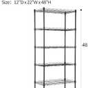 BestOffice | 5-Tier Wire Storage Shelves | 22x12x48 | Black | with Adjustable Racks | Heavy-Duty Metal Shelf, Holds Upto 750 lbs | No-Tool Assembly | Ideal for Home & Garage Shelving
