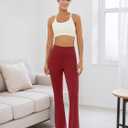 COPYLEAF Flare Leggings for Women High Waisted Seamless Yoga Pants Tummy Control Workout Gym Leggings Bootcut Pants (Red, XS)