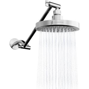 SparkPod Round Rain Shower Head with Extension Arm - Height Adjustable Shower Head with High Pressure Performance - Easy 1-Minute Installation (11" Arm Extension, Luxury Polished Chrome)