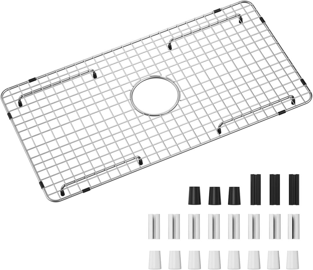 Sink Bottom Grid 29-1/2" X 15-9/16", Centered Drain with Corner Radius 3/8", Sink Protector for Single Bowl Kitchen Sinks