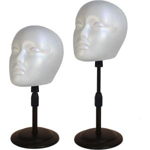 2 PACKS Adjustable wig or hat styrofoam mannequin head holder stand (13to 17)