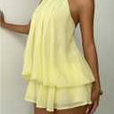 Verdusa Women's Chiffon Halter Drop Waist Wedding Guest Dresses Ruffle Summer Loose Fit Mini Dress Brunch Outfits (Yellow, S)