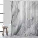 Grey Marble Shower Curtain, Grey Mix White Ombre Modern Abstract Luxury Wave Bathroom Curtain Bathtub Home Decor Waterproof Fabric Machine Washable with 12 PCS Hooks,72" Wx72 L