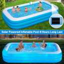 Large Solar Inflatable Pool with Lights, 130"x72"x22", Oversized Thickened Blow Up Pool with Pump, 7 Color Changed Family Swimming Pool for Backyard, Outdoor