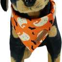 Realeaf Halloween Dog Bandanas 2 Pack, Reversible Orange Gray Pet Scarf for Boy and Girl, Premium Durable Fabric, Holiday Bandana for Small Medium Large and Extra Large Dogs (Halloween, X-Large)