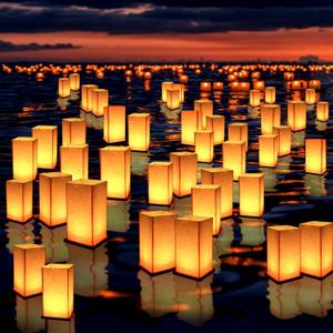 10Pack Wooden Floating Paper Lanterns with Candle Lights, DIY Letters Tangled Lanterns Decorative Outdoor Candle Lantern for Wedding, Pool, Birthday Party, Whishing (10 Lanterns with Candles)