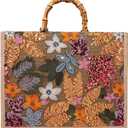 Sister Amy Elegant Sequin-Embroidered Woven Tote Bag - Stylish Summer Beach Shoulder Handbag for Women's Vacation Essentials