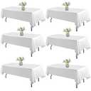 WIGENIUS 6 Pack White Table Cloth Rectangle Tablecloths 60X102 Inch,Polyester Table Cloth for 6 Foot Rectangle Tables,Wrinkle Resistant Washable Fabric Table Covers for Party,Wedding Banquet