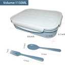 ASYH Bento Box Upgraded 3 Compartment Lunch Box with Utensils, Leakproof Lunch Containers for Adults Office, BPA Free and Microwave Safe (Blue-1150ML)