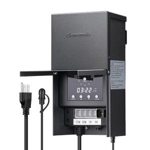 DEWENWILS 300W Low Voltage Landscape Lighting Transformer, 120V AC to 12/14V AC, Outdoor Low Voltage Landscape Transformer, Photocell Sensor & Timer, Weatherproof Coating for Spotlight Steplight