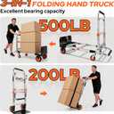 Folding Hand Truck Dolly Cart with Wheels, 500lb Load,Silver Orange