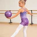 Idgreatim 5-10 Years Gymnastics Leotards for Girls Shiny tumbling outfits with Shorts Unitards Biketards (7-8 Years, Sunset Purple)