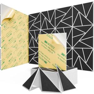 22 pack Acoustic Panels With Self-Adhesive, 12"X 12"X 0.4"Sound Proof Foam Panels, Sound Panels High Density, Soundproof Wall Panels for Home Studio Office- WhiteBase + BlackFace V1