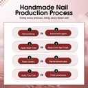 JODSONE Press on Nails 3D Handmade Square Crimson with Flower Knot Rhinestone Fake Nail Tips - Medium