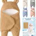 Nunibum Baby Swaddle Blanket Boys Girls Cute Bear Plush Essential Receiving Blanket Ultra-Soft Newborn Registry Sleeping Wraps for Infant 0-6 Months - Brown