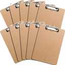 Letter Size Clipboards with Low Profile Clip (Set of 10) - Wood Clipboards Bulk 10 Pack, Heavy Duty Clipboard, Back to School Teacher Classroom Supplies, School Supplies for College Students