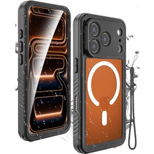 Miimall for iPhone 17 Pro Max Case Waterproof, Compatible with Magsafe [360 Full Body][Bulit-in Screen & Lens Protector] Military Grade Dustproof Snowproof Rugged Phone Case for iPhone 17ProMax Black