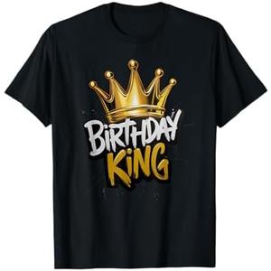 Birthday King with Crown Funny Birthday Party T-Shirt, L